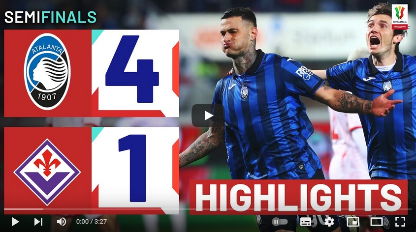 คลิปไฮไลท์  อตาลันต้า 4 - 1 ฟิออเรนติน่า | 24.04.2024