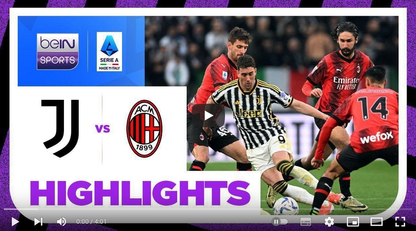 คลิปไฮไลท์  ยูเวนตุส 0 - 0 เอซี มิลาน | 27.04.2024