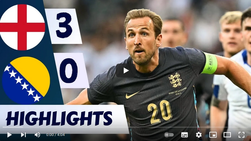 คลิปไฮไลท์ อังกฤษ 3 - 0 บอสเนียและเฮอร์เซโกวีนา | 03.06.2024