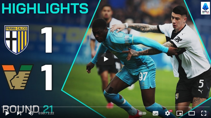 คลิปไฮไลท์  ปาร์ม่า 1 - 1 เอซี เวนิช | 19.01.2025