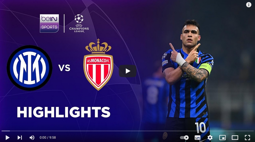 คลิปไฮไลท์ อินเตอร์ มิลาน 3 - 0 โมนาโก | 29.01.2025
