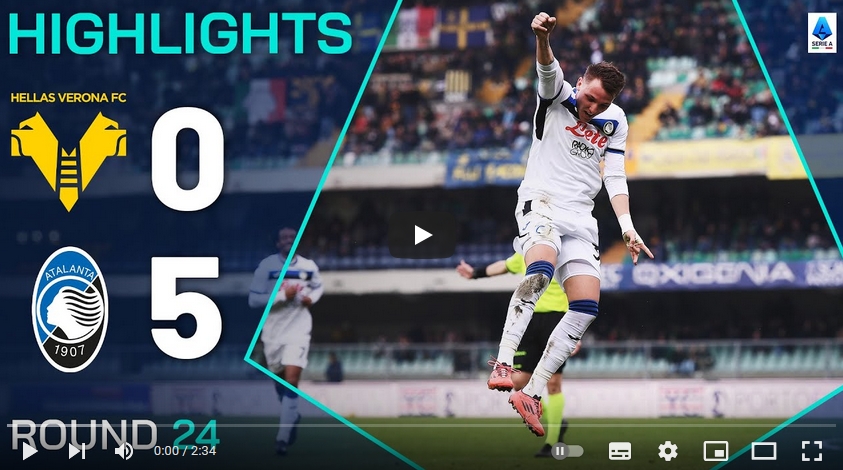 คลิปไฮไลท์  เวโรน่า 0 - 5 อตาลันต้า | 08.02.2025