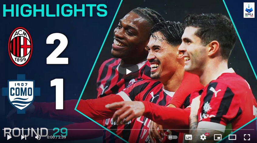 คลิปไฮไลท์  เอซี มิลาน 2 - 1 โคโม | 15.03.2025