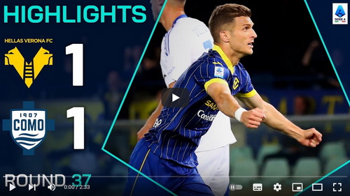 คลิปไฮไลท์  เวโรน่า 1 - 1 โคโม | 18.05.2025